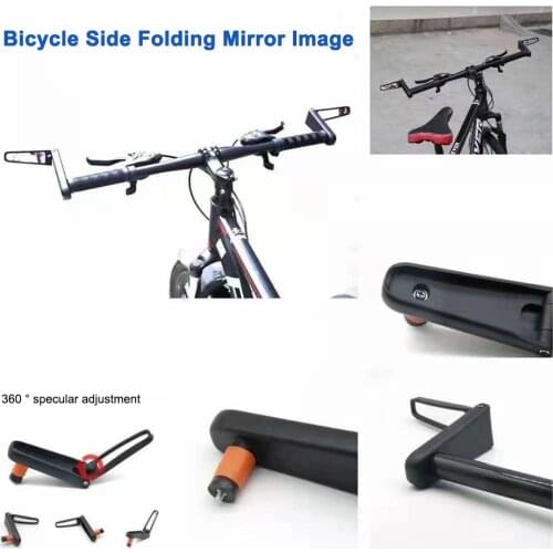 Bicycle Folding Grip Rearview Mirror Adjustable Fixed Gear Bike Handlebar Rear View Reflector Warning Cycling Parts Accessories