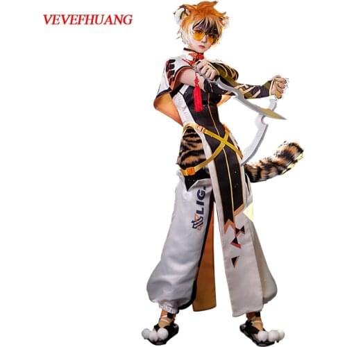 VEVEFHUANG Anime! Game Arknights Waai Fu Tigerkin Combat Gear Lovely Uniform Cosplay Costume Halloween Suit For Women Tiger Set