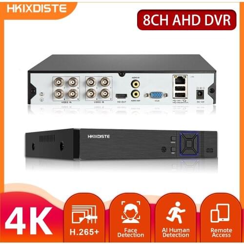 8CH 8MP 6in1 HD TVI CVI XVI AHD IP Security DVR Recorder H.265 Digital Video Recorder With Smart Face Motion Detection Playback