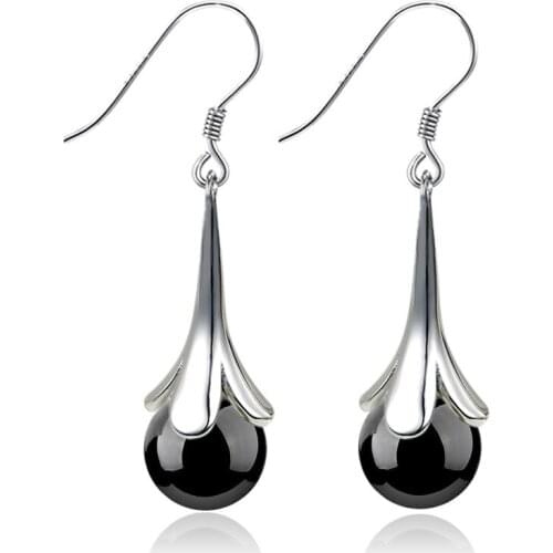 S925 Silver Earring Exaggerated vintage Flover Leaf Agate Drop Earring For Women Wedding Gift Lady Girl Fashion Jewelry