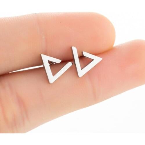 12 pair /lot fashion jewelry Stainless steel mini size triangle earrings
