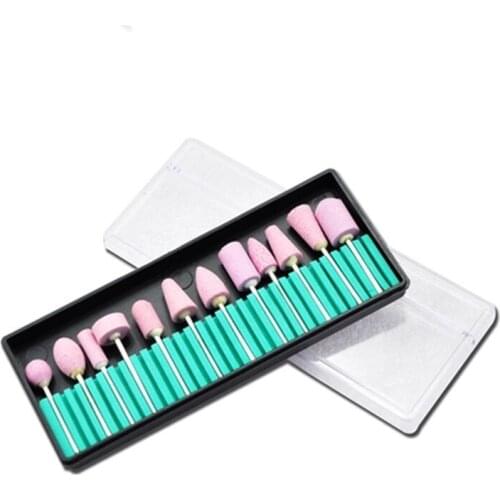 12 PCS Nail Drill Bit 3/32" Stone Burr Rotary Bits For Manicure Electric Drill Accessories Nail Beauty Tools-SH230