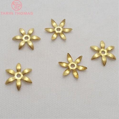 200PCS 8MM Not plated color Brass Small Flower Beads Caps Diy Jewelry Findings Jewelry Accessories wholesale