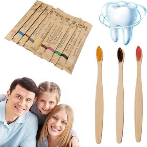 5pcs Eco Friendly Toothbrush Bamboo Resuable Toothbrushes Portable Adult Wooden Soft Tooth Brush For Home Travel Hotel Use