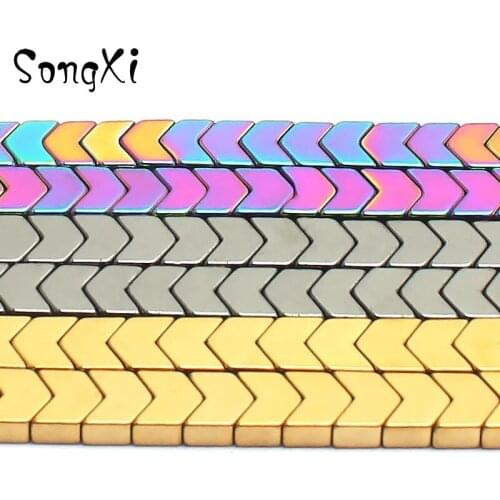 6*5mm Wholesale V Shape Multicolor Hematite Loose Beads for Jewelry Making Natural Stone Bead Diy Necklace Bracelet Jewellery