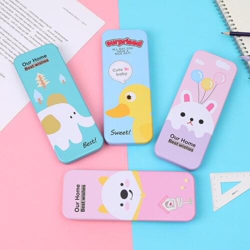 Pencil Case Cartoons creative large-capacity Pencil box Student Metal Double layer Stationery box