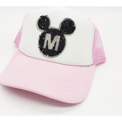 Children Rhinestone Baseball Cap Girls Snapback Caps Mesh Kids Baby Trucker Sun Hat Diy logo