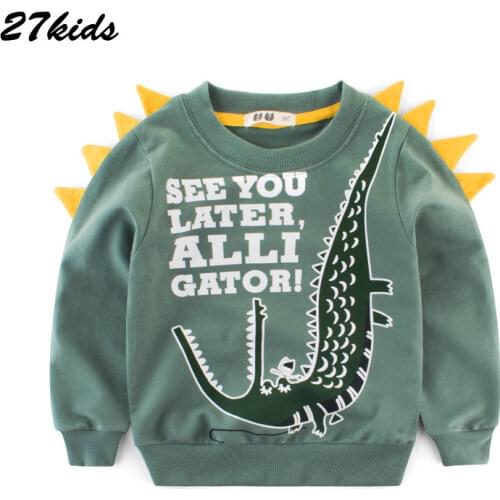2-9Years Cartoon Dinosaur Children Boys Sweater Spring Autumn 2020 New Baby Kids Top Boys Girls Clothes Boy Tiny Cotton T-Shirts
