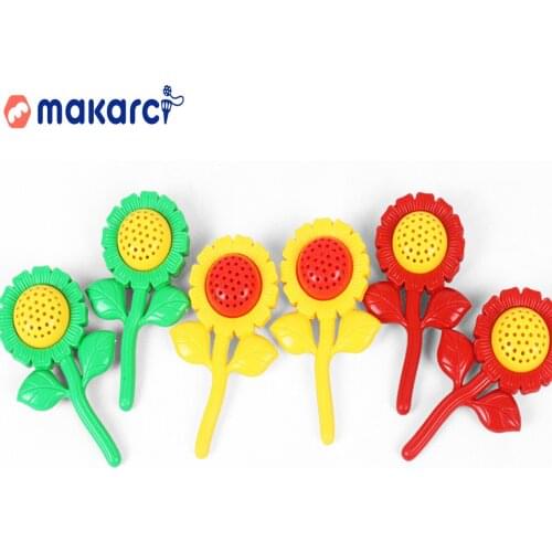 Kindergarten Gymnastics Equipment Hand Ring Bell Childrens Fitness Dumbbell Sound Plastic Dance Dumbbell Game Sunflower