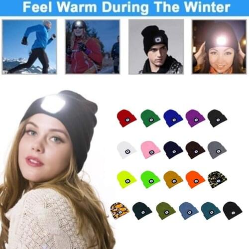 LED Light Hat USB Rechargeable Cap Flashlight Cap LED Beanies Knit Hat Warm Flashlight Hunting,Camping,Jogging,Fishing Cycling