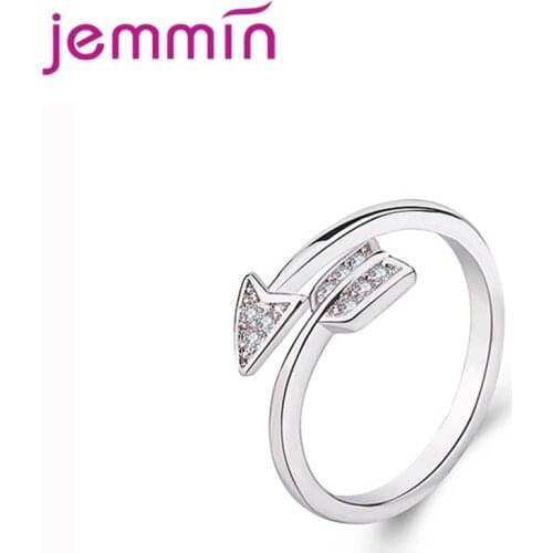 Korean New Fashion 925 Sterling Silver Rhinestone Cubic Zirconia Feather Hand Jewelry Creative Party Opening Arrow Ring