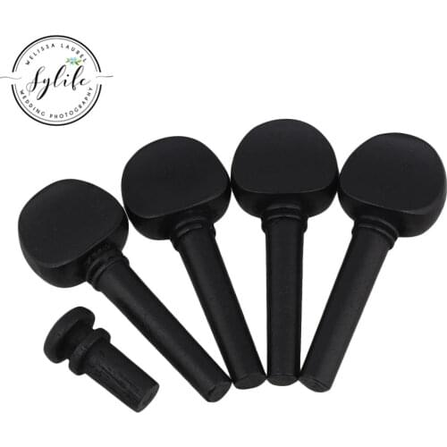 Black 4/4 Violin Tuning Pegs Tuners with Tail End Pin 61x23mm