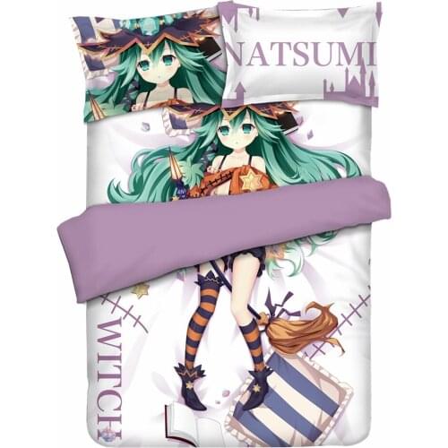 Anime JK DATE A LIVE Natsumi Witch Bedding Sets Anime Manga Cartoon Bed Flat Sheet Comfortable Clear Pattern Washable Home Decor