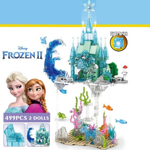 Disney Frozen Elsa Anna Princess Olaf Figures City Rapunzels Tower Tangled Model Building Block Bricks Diy Toys Girls Kid Gift