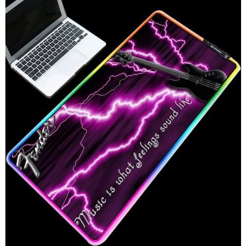 XGZ RGB Mouse Pad XXL Cool Guitar Picture Printed Glowing Around Mouse Mats with High-end Rubber Base Waterproof 1.8m USB Cable
