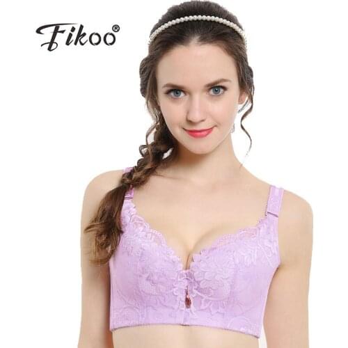 Fikoo Embroidery Lace Bras Push up Bra C D Cup Plus Size Women Underwear Underwire Brassiere #Z011