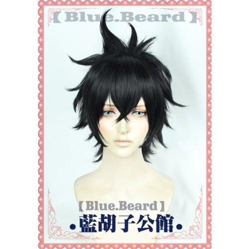 New Black Clover Cosplay Yuno Black Short Straight Fluffy Wig Heat Resistant Synthetic Hair Perucas Cosplay Wig+Wig Cap