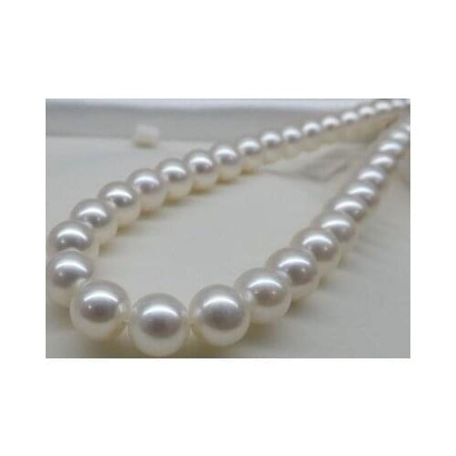 HUGE AAA 18" 11-12MM SOUTH SEA GENUINE WHITE PEARL NECKLACE >Selling jewerly free shipping