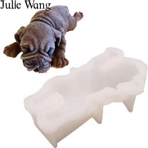 Julie Wang Food-grade Silicone Shar Pei Dog Cake Food Molds Ice Cream Pudding Epoxy Casting FDA Mould Jewelry Making Tool