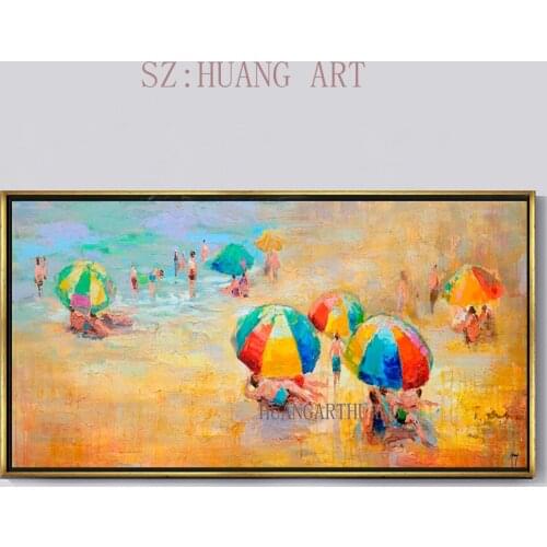 Hand-drawn characters oil sand waves scene knife oil painting original bedroom of children room decorate the hall lobby