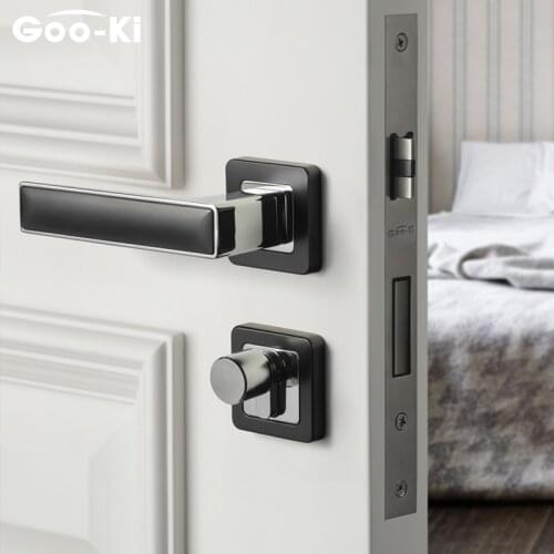 Luxury Indoor Bedroom Door Lock Black Door Handle Stainless Door Lock Household Anti-theft Door Lock Set for Furniture Hardware