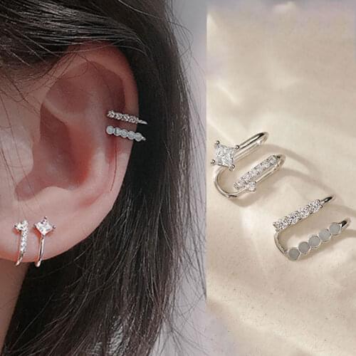 Fashion Helix Cartilage Conch Fake Pierced Asymmetry Clip Earrings Crystal Cz Ear Cuff Without Piercing Earrings Jewelry Gifts
