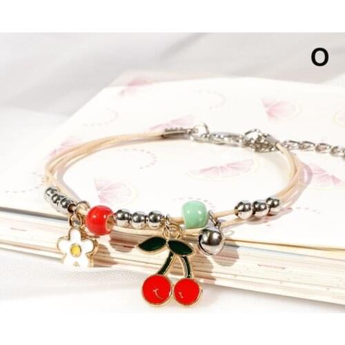 Cute Cartoon Kawaii Adjustable Bracelet Female Cartoon Knitting Ceramic Bead Hand Knitted Bracelet Kids Student Gift