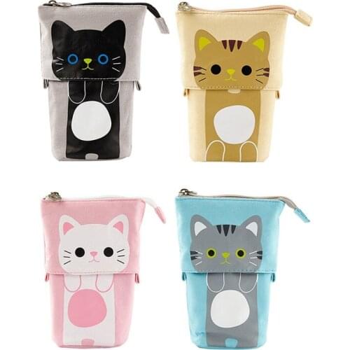 Student Cute Pencil Case Retractable Pencilcase Kawaii Canvas Pencil Bag for Girls Children Cute Pencil Holder Bag School Supply