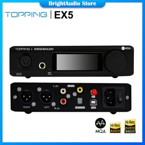 Topping EX5 dual ES9038Q2M Chips Bluetooth MQA Decoding DAC AMP Headphone Amplifier XLT/RCA Output DSD512 PCM768 LDAC