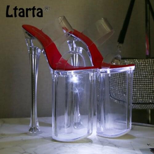 LTARTA 2021 High Heel Platform Shoes Nightclub Super High Heels 26cm Luminous Dwarf Catwalk Pole Dance Shoes LFD