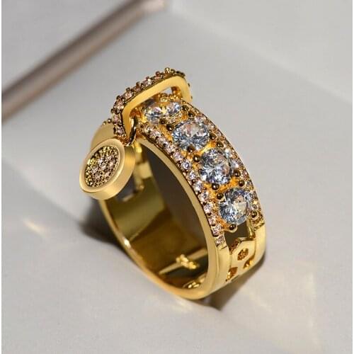 Vintage Rose Gold Filled Wedding Rings For Women Fashion Jewelry Luxury White Zircon Engagement Ring jewelry gift