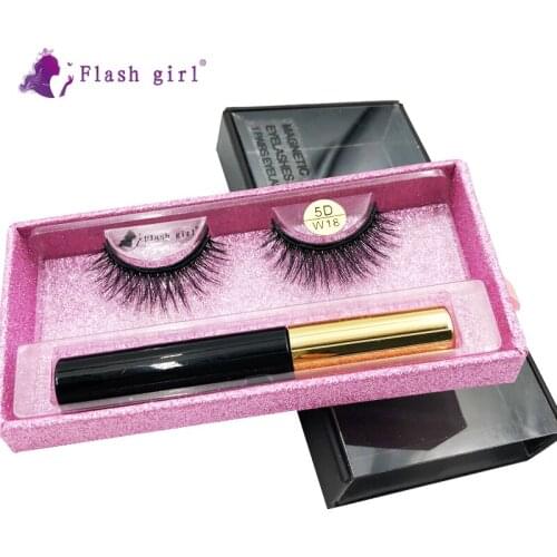Flash Girl 5D-W series W18 mink magnetic eyelashes and eyeliner suit eyelashes