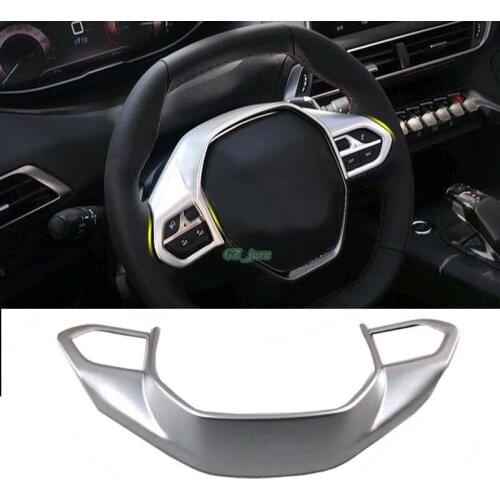 Car styling 1PCS Interior ABS Matte Steering Wheel Cover Trim For Peugeot 3008 GT 2017