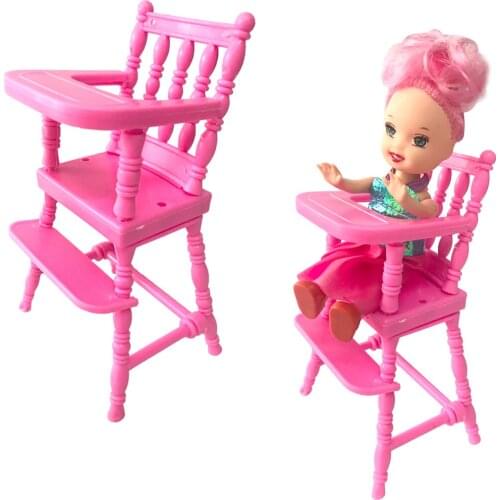 1 Pcs Fashion Pink Assembly Dinner Room Kindergarten Mini Furniture High Chair For Kelly Doll Accessories 1:12 Toys