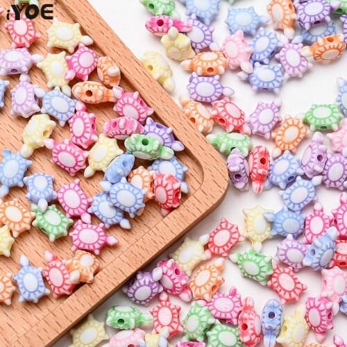 100-300pcs Sea Turtle Acrylic Beads Star Smiley Face Rose Flower Shape Loose Spacer Jewelry Beads for Making Bracelet Necklace