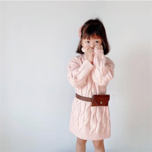 2020 new girl baby summer Kids Sweater knitting dress children party birthday splice dresses clothing