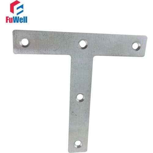 4pcs 120mm x 120mm T Type Bracket Stainless Steel 2mm Thickness Mending Repair Connector Corner Angle Bracket