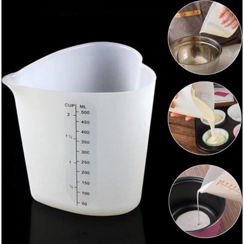 500ML Kitchen Measuring Tools Silicone Measuring Cups Heart Shape Thicken Soft Ovenproof Flexible Pinch Pour Cup Cake Baking