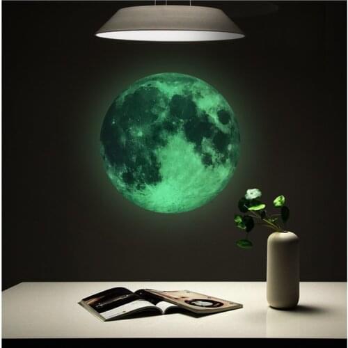 1pcs 30cm Luminous Moon 3D Wall Sticker for Kids Room Living Room Bedroom Decoration Home Decals Glow In The Dark Wall Stickers
