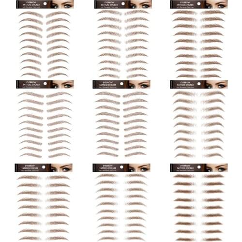 9PCS Eyebrow Tattoo 4D Hair-like Eyebrow Tattoo Sticker False Eyebrows Super Waterproof Makeup Eye Brow Stickers Cosmetics
