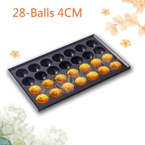 A,TAKOYAKI Octopus Maker Donut Holes Cake Pops with Non-stick Surface 28-Balls 4CM Skillets for Grilling Baking