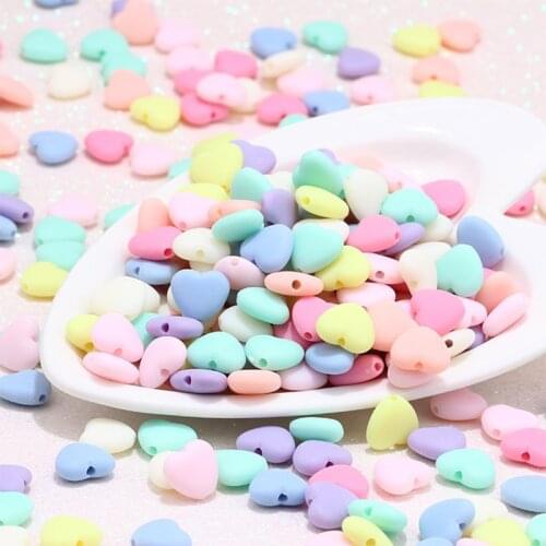 50pcs/lot Frosted Touch Colorful Heart Star Acrylic Beads Loose Spacer Beads For Jewelry Making Handmade DIY Bracelet Necklace