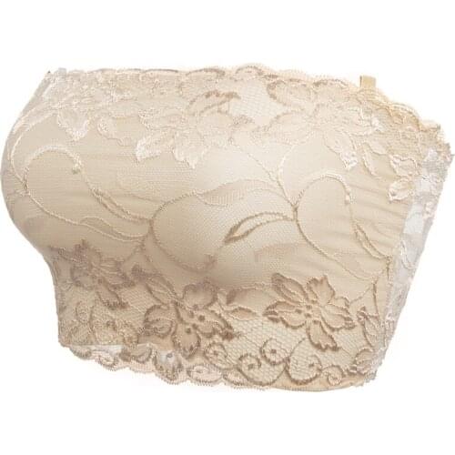 Lace Women Tube Top Bra Intimates Strapless Seamless Stretchy Bandeau Lace Chest Wrap Solid Full Floral Sexy Tube Tops Underwear