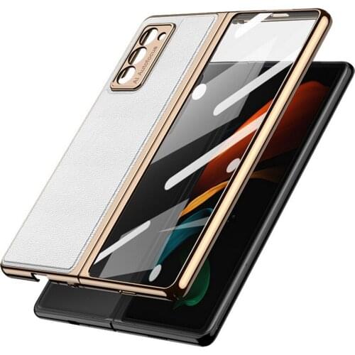 Phone Case Full Protective Cover Electroplating Glass Shockproof Phone Shell for Samsung Galaxy Z Fold 2 Phone Accessories