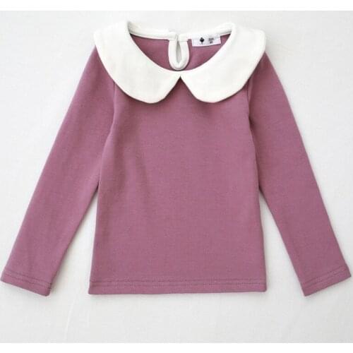 Kids Clothing Fashion Peter Pan Collar Cotton Girls Shirts Long Sleeves Baby Girl T Shirt 2 3 4 5 6 7Years Toddler Child Clothes