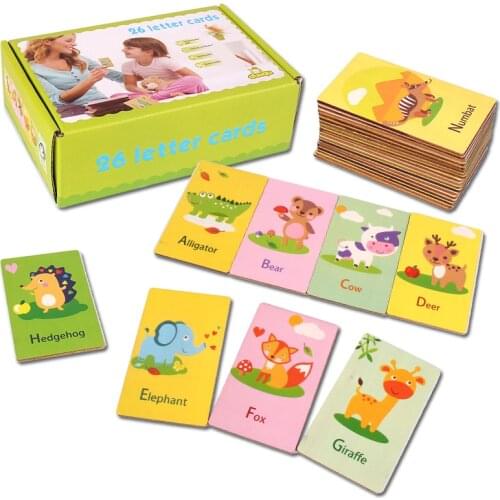 Baby Enlightenment Early Childhood Animals 26 Letters English Color Cognitive Wooden Card Childrens Educational Toys