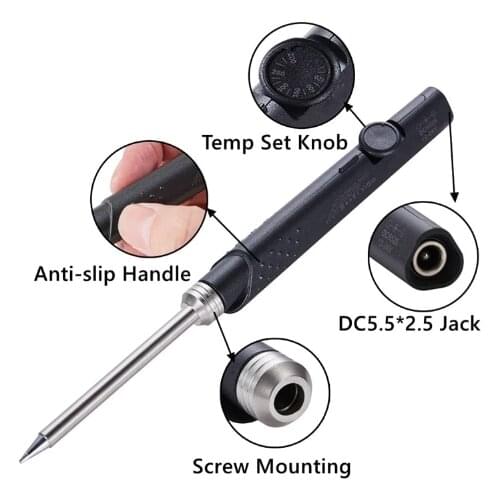 SH72 65W Mini Electric Soldering Iron Adjustable Temperature Portable Solder Welding Station DC Power Input 220-400 Degree T12