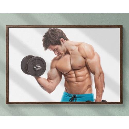 Fitness Bodybuilding Man Strong Muscles Exhibition Healthy Body 1 Wall Sticker Silk Fabric Poster Art Indoor Decor Bright