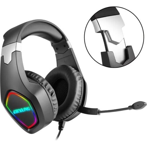 J20 Wired Gaming Headset with Microphone 3.5mm/USB Jack Headphones with Colorful Glow LED Light for Cellphones Computer Laptop