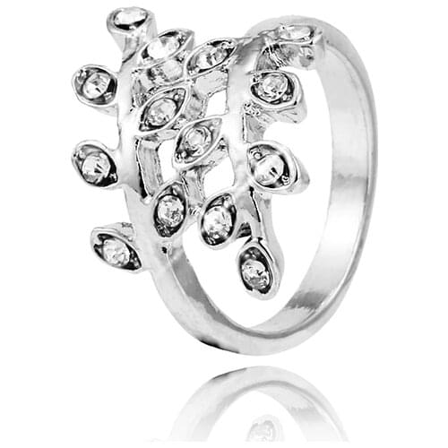 Buipoey Fashion Crystal Olive Branch Rings For Women Men Original Friendship Ring Fit Friend Colleagues Classmates Party Jewelry